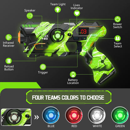 Blaster controls and four team colors